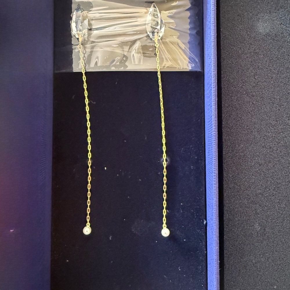 Swarovski Gold and Silver Drop Earrings